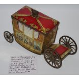 A Barringer Wallis & Manners novelty tin in the form of a horse and carriage,