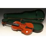 A 20th century violin, 56cm long over button,