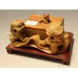 A Chinese soapstone sealing wax box