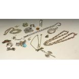 Jewellery - an ornate 925 silver barrel key link necklace, stamped 925, 72cm long; others,