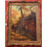 Oswald Garniss Woodland Scene, two horses and figure signed, dated 1907, oil on canvas, 74.