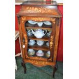 A Louis XV design marquetry pier vitrine/display cabinet,