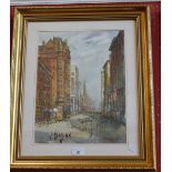 Michael Crawley New York signed, titled to verso, watercolour, 39.