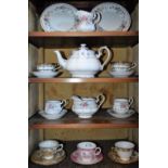 A Royal Albert Petit Point China pattern duet set, teapot, cups,