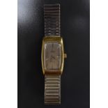 Omega - a retro 1970s gold plated De Ville automatic wristwatch, rounded rectangular case,