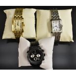 Watches - a Rotary Chronospeed wristwatch, black case and bracelet strap, black dial,