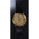 Omega - a Constellation quartz gold plated gentleman's wristwatch, gilt dial, block baton markers,