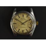 Rolex a vintage 1970s oyster perpetual datejust wristwatch head, cream dial, block baron markers,