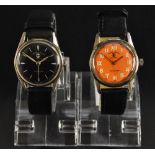 Favre Leuba - a Sea Chief wristwatch, orange dial, white Arabic and Roman alternating numerals,