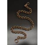 A 9ct gold Twisting curb link Albert chain, spring loop and ring terminals, 40cm long, 45.