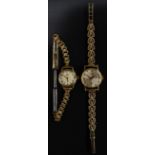 Watches - a lady's Omega 9ct gold cased bracelet watch, silvered dial, Arabic numerals,