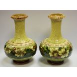 Woodlesford Art Pottery Leeds - a pair of bottle vase,