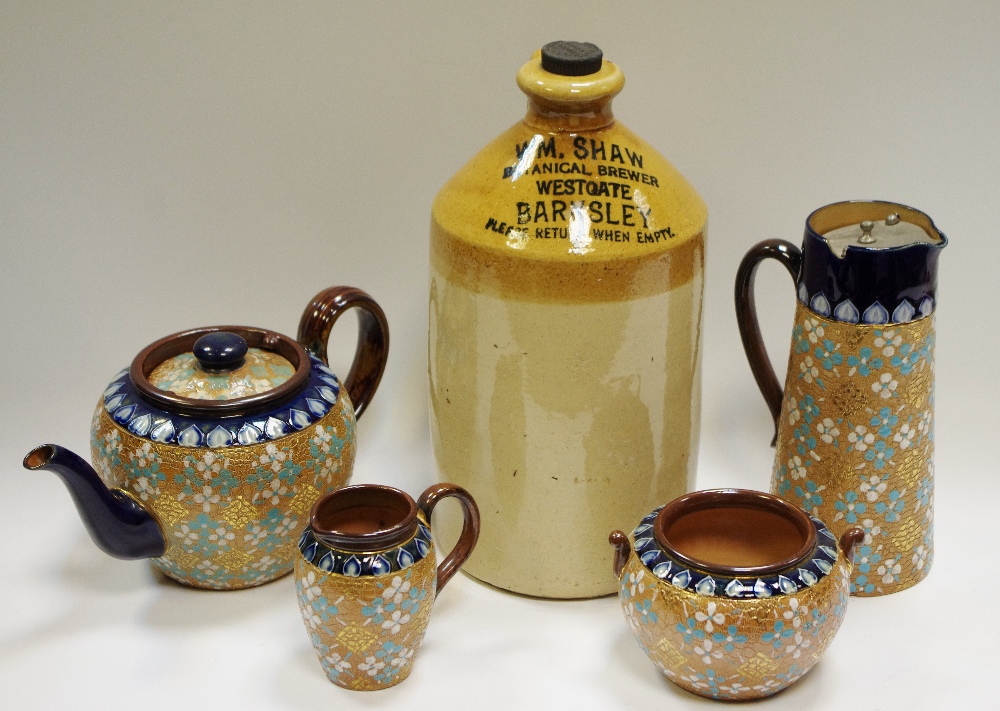 A Rosina Harris Royal Doulton Slater tea set comprising teapot; hot water; sugar and milk;