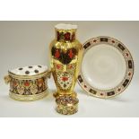 A Lynton Hamilton Imari bough pot, ram's head handles,