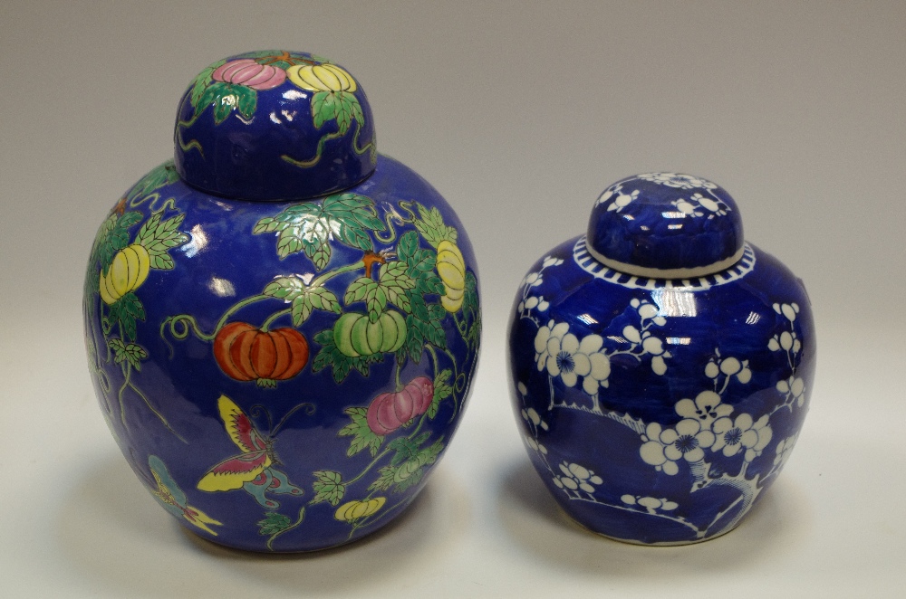 A 19th century Chinese ovoid ginger jar and cover,