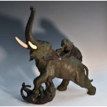 Japanese School (Meiji period), a brown patinated bronze,