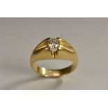 A Gentleman's diamond solitaire ring, old round brilliant cut diamond approx 0.