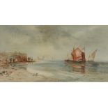 Thomas Bush Hardy (1842 - 1897) Boats off the Coast signed and dated, watercolour,