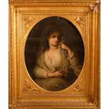 E Van Der **gen (19th century) portrait of a lady, signed, oil on canvas, oval mount, 92cm x 73.