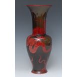 A large Bernard Moore flambe ovoid vase, with flared neck, decorated by Evelyn Hope Beardmore,