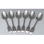 A set of six William IV silver Fiddle pattern dessert spoons, Charles Shipway,