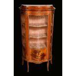 A Louis XV Revival gilt metal mounted mahogany and Vernis Martin serpentine vitrine,