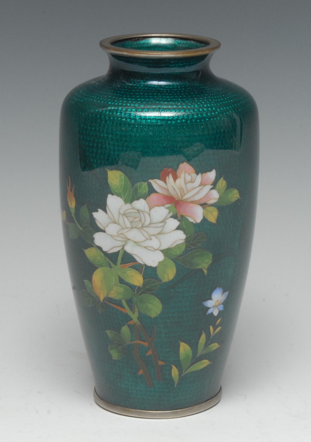 A Japanese cloisonné enamel vase, by Sato, stamped,