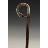 A late Victorian/Edwardian silver mounted novelty walking stick,