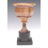 A Regency Blue John campana shaped pedestal vase, attributed to James Shore, Winnatts One vein,