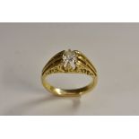 A Gentleman's diamond solitaire ring, old round cut diamond approx 0.