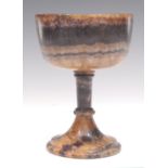 A large 18th century Blue John goblet, attributed to James Shore, Bull Beef vein, column with knop,