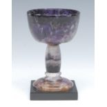 A 20th century Blue John goblet, attributed to Edward Fisher, Winnatts Five vein, short stem,