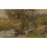 G Henderson Talbot Cattle Watering signed, oil on canvas, 26.