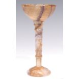 A 19th century Blue John goblet, Five vein, six knop column, spreading base, 17cm high, c.