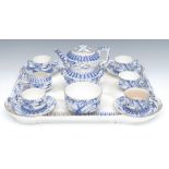 A late 19th century Staffordshire tea service, comprising teapot, sugar bowl, slop bowl, milk jug,