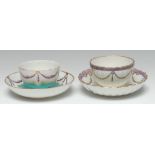 A Chelsea-Derby lobed tea bowl and saucer,