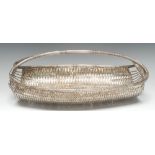 Christofle of Paris - a large silver-plate bread basket, as a wicker trug, 42cm long, stamped, c.