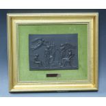 A Wedgwood black basalt rectangualr plaque, in relief with Apotheosis of Homer, after John Flaxman,