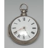 A George III silver gentleman's pair case pocket watch, 4.