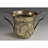 A George III silver two-handled bell shaped porringer or loving cup,