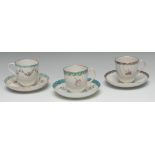 A Chelsea-Derby leaf-moulded and wrythen-fluted coffee cup and saucer,