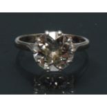 A diamond solitaire ring, round brilliant cut diamond approx 9.8mm x 9.5mm x 4.