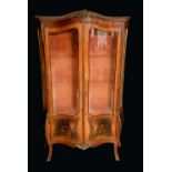 A 19th century Louis XV Revival gilt metal mounted mahogany and Vernis Martin bombe shaped vitrine,