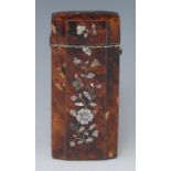 A 19th century tortoiseshell and mother of pearl and abalone marquetry rectangular case,