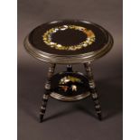 A 19th century Derbyshire Ashford marble and ebonised centre table,