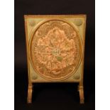 A Louis XVI design painted and parcel-gilt rectangular fire screen,