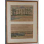 Bernard Adeney (1878-1966) A Pair, Suffolk Landscapes label to verso, watercolours, 18cm x 29cm,