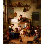 Ferdinand De Braekeleer Chaos In The Schoolroom attribution plaque to frame, oil on canvas,