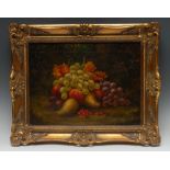 English School (19th century) Still Life, Ripe Fruit on a Mossy Bank oil on canvas,