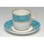A Minton cup and saucer, influenced by Dr Christopher Dresser,